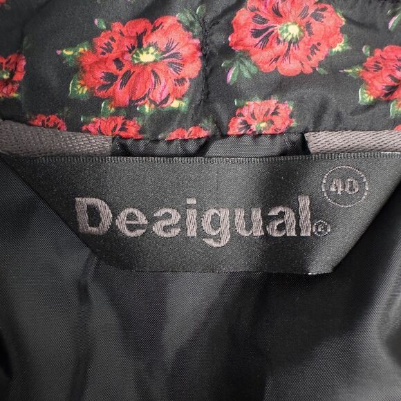 Desigual Embroidered Bomber Jacket Windbreaker Womens 40 Avant Garde Floral - Picture 3 of 16